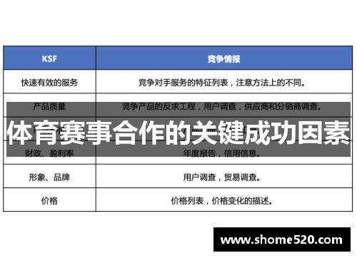 体育赛事合作的关键成功因素